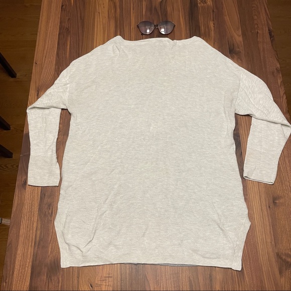 OkWhite and gray long sweater, cotton, acrylic and viscose, size XL (0X) - Picture 2 of 6